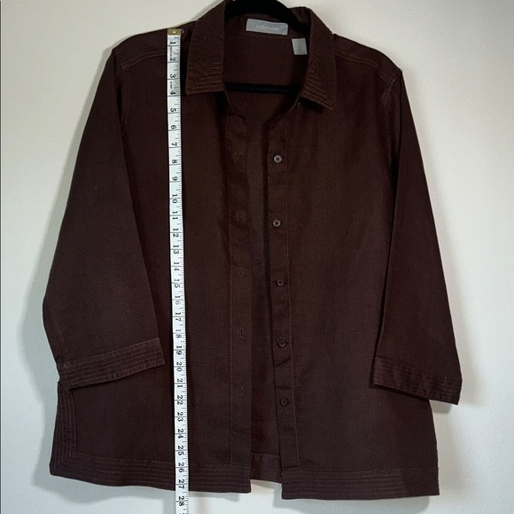 Liz Claiborne Dark Brown Women's Blouse 100% linen - Picture 4 of 11